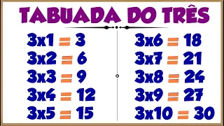 Tabuada do 3║Ouvindo e Aprendendo a tabuada de Multiplicação por 3『Tabuada do TRÊS』