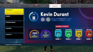 NBA 2k22 KEVIN DURANT NEXT GEN BUILD