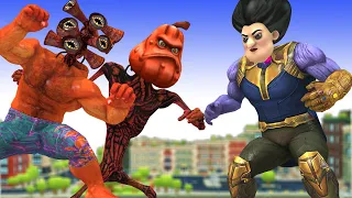 Scary Teacher 3D Thanos Miss T vs Hello Neighbor Troll Couple Chucky Funny Protect Nick and Tani