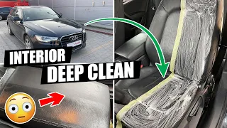 Audi A6 INTERIOR Deep CLEAN Before After Leather Care - Car Detailing with Stunning 50:50 Results!