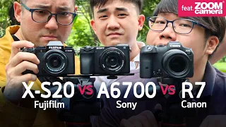 รีวิว Sony A6700 vs Canon EOS R7 vs Fujifilm X-S20 กล้อง 50-60K งานพื้นฐาน ซื้อตัวไหนดีต่างกันมากไหม