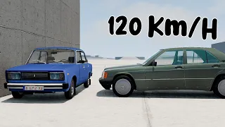 CRASH TEST #10 - Mercedes-Benz W201 VS Lada VAZ 2105 / BeamNGdrive