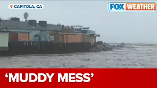 Capitola, California Impacted by Creek Flooding, High Surf