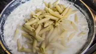 Italian Pasta "Carbonara" and "Pesto Sauce" Cooked in Camden Town. Street Food of London