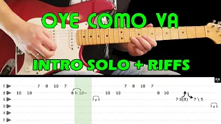 OYE COMO VA - Guitar lesson - intro solo + guitar riffs (with tabs) - Carlos Santana - fast & slow