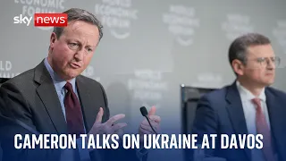 UK Foreign Sec David Cameron and Ukraine FM Dmytro Kuleba discuss the war at Davos 2024