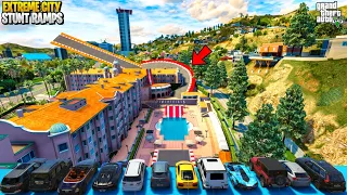 Indian Cars Vs Super Cars Vs Impossible City Ramps Challenge in GTA 5!