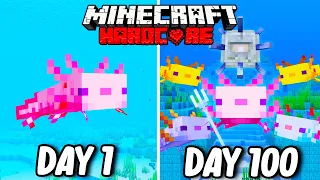 I Survived 100 Days as an AXOLOTL in Hardcore Minecraft... Minecraft Hardcore 100 Days