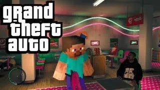 Minecraft in GTA 4! (GTA Funny Moments with Mods: Minecraft Steve and a Creeper)