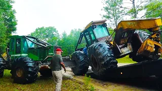 Skidder full of water! How we recovered it will blow your mind! (3 video compilation)