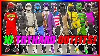 TOP 10 BEST EASY TO MAKE MODDED TRYHARD OUTFITS! *AFTER PATCH 1.68* (GTA Online Clothing Glitches)