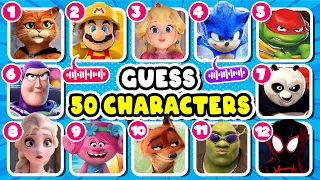 Guess 50 Characters By Song | Super Mario Bros, Spider Man, Sonic, Netflix, Trolls 3, Kung Fu Panda