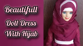 How to make doll dress with hijab @Sahria Art & Craft