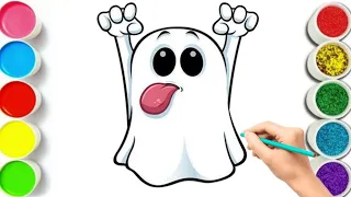 Draw ghost easy step by step 👻|Halloween drawing tutorial  @knowledgewitharts