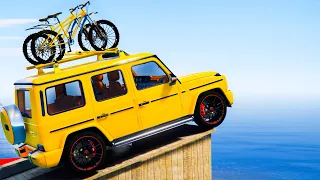 Super Cars Cliff Drops #1 - GTA 5 Mods  Police and Sport Cars Challenge