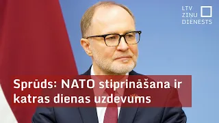 Aizsardzības ministrs: NATO karogs šeit ir milzīgs garants tam, ka mēs varam justies drošībā