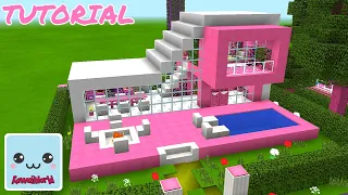Beautiful PINK HOUSE with POOL in Kawaii World - EASY - TUTORIAL