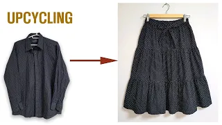 DIY Upcycling a Shirt/셔츠 리폼/치마 만들기/Making Skirt/남방/안입는 옷/Reform Old Your Clothes/옷수선/Refashion/リフォーム