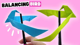 How to make origami BALANCING BIRD easy [paper toys, self balancing bird]
