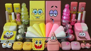 Mixing”SpongeBob VS Patrick” Makeup,parts,glitter Into Slime!Satisfying Slime Video!★ASMR★