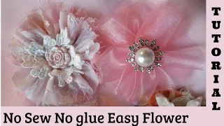 Fabric Flower Tutorial, no sew, hair pin, diy, shabby chic flower, cotton, lace, chiffon