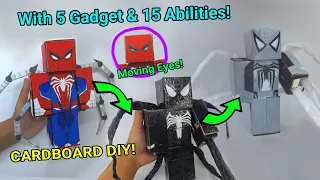 SpiderMan Becomes Venom and AntiVenom With 5 Gadget and 15 Abilities Cardboard Diy |SPIDER-MAN 2 PS5