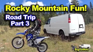 BUG OUT VAN Colorado Trip Part 3 - Scenic RV Park - Motorcycling in Mountains