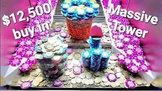 🗼 MASSIVE TOWER MYSTERY BAG INSIDE HIGH LIMIT COIN PUSHER JACKPOT WON