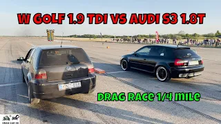 VW GOLF 1.9 TDI AXR vs AUDI S3 1.8T APY drag race 1/4 mile 🚦🚗 - 4K UHD