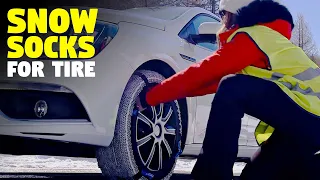 These snow socks for tires are quicker than snow chains