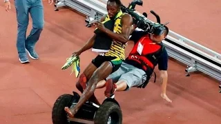 Usain Bolt hit in Beijing by a cameraman on a Segway