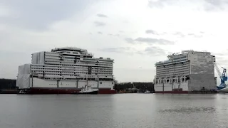 WORLD DREAM 世界夢號 | Float in 2nd and 1st mega block at shipyard MEYER WERFT | 4K-Quality-Video