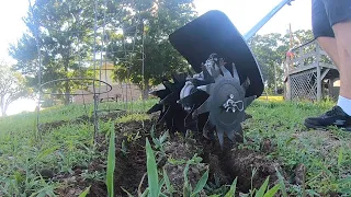 Tilling a Garden With a Weedeater - Stihl Kombi System Cultivator