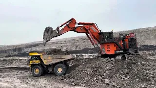 Hitachi Ex 2600 Excavator Loading Caterpillar truck and Komatsu trucks ~ Miningstory