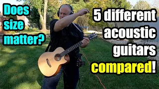 PICKING THE PERFECT SIZED ACOUSTIC GUITAR - 5 Different Sized Acoustic Guitars - OUTDOOR DEMO