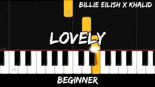 Billie Eilish & Khalid - Lovely - Easy Beginner Piano Tutorial