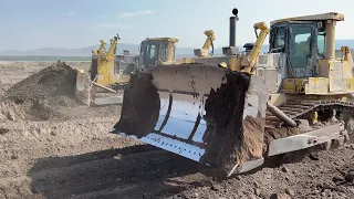 Komatsu D275AX Bulldozers Working On Huge Mining Area