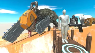 Mountain Parkour - Rescue Chainsaw T Rex | Animal Revolt Battle Simulator