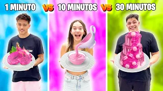 1 MIN VS 10 MIN VS 30 MIN!!! (COMIDA ROSA)