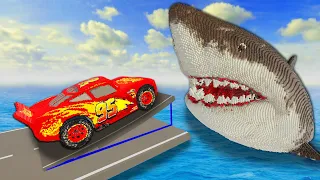 Big & Small Cars Jump over Pool of Sharks - Teardown