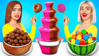 Chocolate Fountain Fondue Challenge | Extreme Chocolate Food Challenge