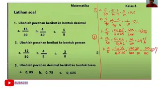 1. ubahlah pecahan berikut ke bentuk desimal, a. 15/ 30, b.  4/40, c. 5/8,