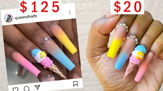 I Recreated $125 Nails for CHEAP  (Nail Salon vs. Home)