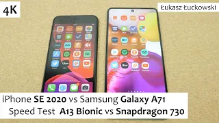 iPhone SE 2020 vs Samsung Galaxy A71 ❗❗❗ | Speed Test | A13 Bionic  vs Snapdragon 730