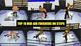 TOP 10 WWE MID-AIR FINISHERS ON STEEL STEPS | WR3D | WWE