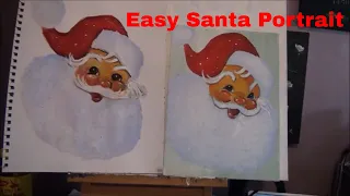 How to paint a Santa Portrait with Acrylic Paint step by step,