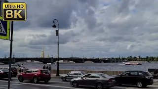 Walk around favorite places, Palace embankment, St.Petersburg, 08/15/2021, 8K video quality, pt 1