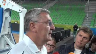 Lietuvos krepšinio rinktinės trenerio Jono Kazlausko interviu prieš rungtynes su Italija