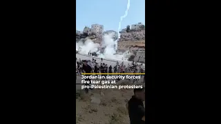 Jordanian security forces fire tear gas at pro-Palestinian protesters | AJ #shorts