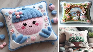 Crochet cushion design ideas. Knitted crazy crochet cushion design with wool #crochet #cushiondesign